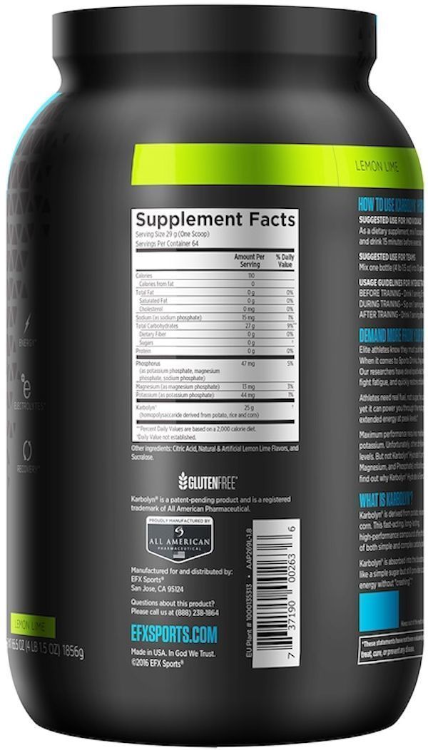 EFX Sports Muscle Pumps Lemon Lime EFX Sports Karbolyn Hydrate