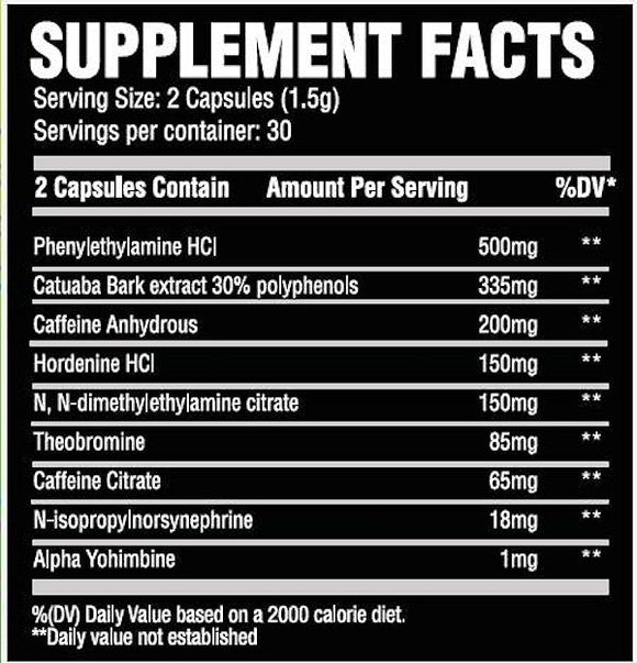 Chemix Energy High Stim 60 Capsules fact