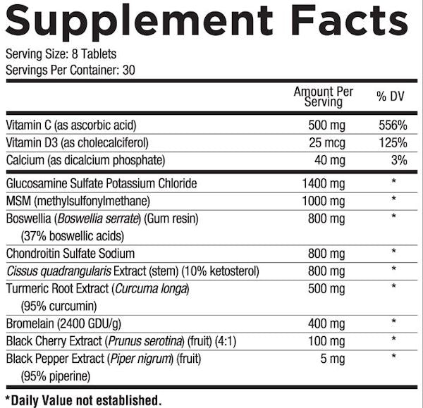Core Nutritionals FLEX Joint Formula 240 Tablets pain fact