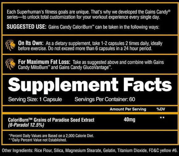 Alpha Lion Gains Candy Caloriburn 60 Capsules fact