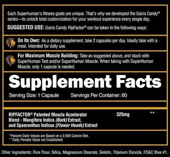 Alpha Lion Gains Candy RipFACTOR 60 Capsules fact