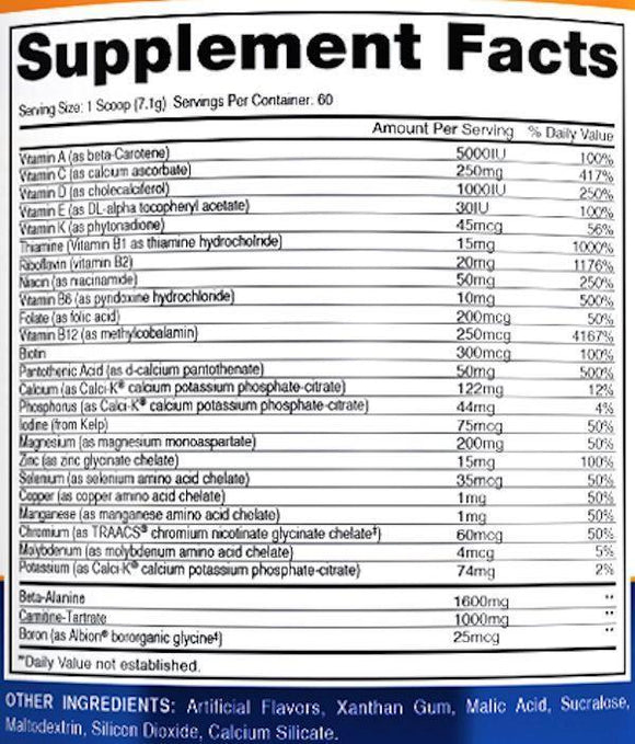 Gaspari Nutrition Multi Vitamin Orange Gaspari Nutrition Anavite Powder