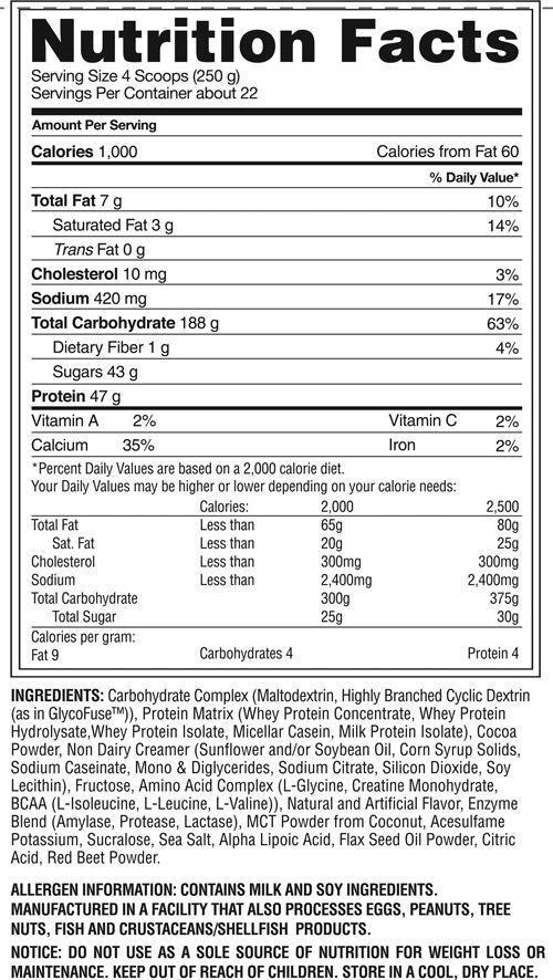 Gaspari Nutrition Protein Chocolate Gaspari Nutrition Real Mass Gaspari Nutrition 12lbs