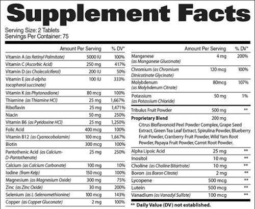 GAT Sports Multi Vitamin Mens Multi+Test 150 caps fact