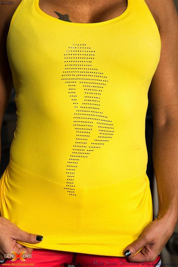 Tank Top Yellow Rhinestones GenXLabs Muscles-R-Sexy