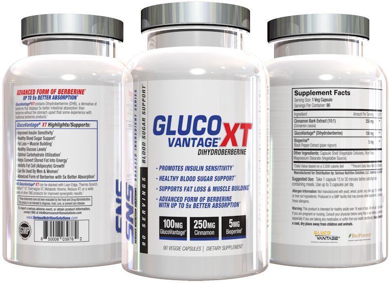 SNS Serious Nutrition Solutions GlucoVantage XT Sugar Support 90ct bottle