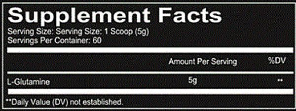 Redcon1 Glutamine Recovery 60 Serving fact