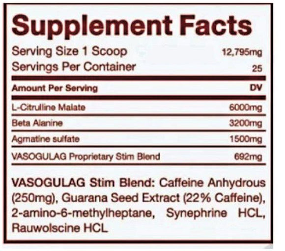 Just Vibes Nutrition The Gulag Intense High Stim Pre-Workout fcats