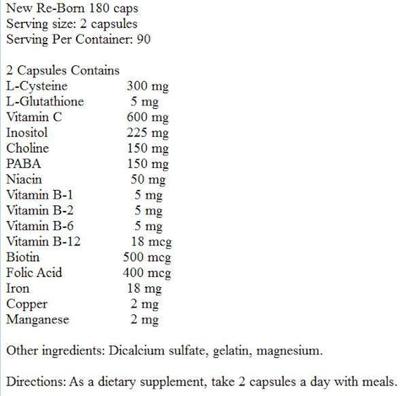 Health & Beauty Hair Vitamins New Re-Born Hair Vitamins Health & Beauty 180 caps