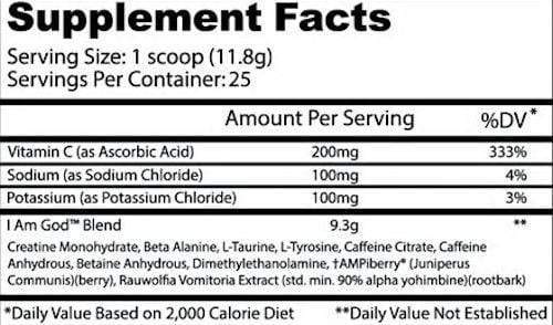 Insane Labz Creatine Insane Labz I Am God 25 servings fact