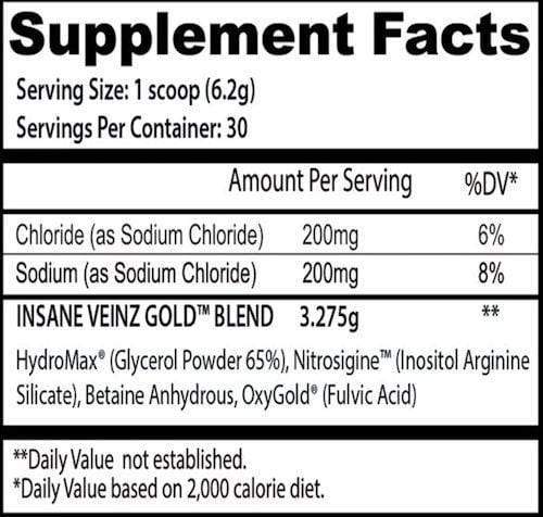 Insane Labz Hydromax Insane Labz Insane Veinz GOLD 30 servings
