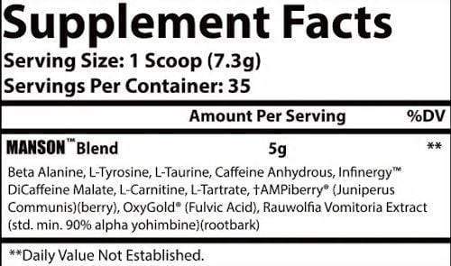 Insane Labz Muscle Pumps Insane Labz Manson 35 servings fact