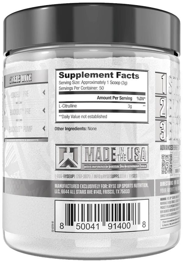 Ryse Supplements L-Citrulline Non-Stim fact