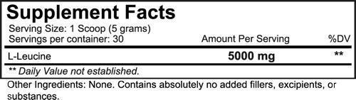 NutraKey Leucine 30 servings muscle Recovery fact