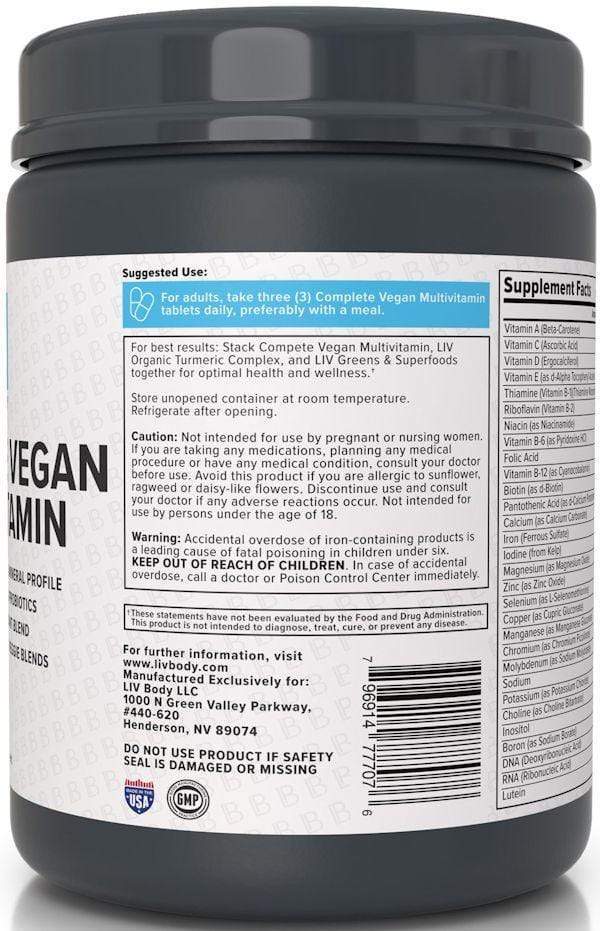 Liv Body Multi Vitamin LIV Body Complete Vegan Multivitamin 90 tabs