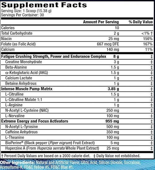 Hyper Crush MHP Hyper Crush Pre-Workout 30 servings fact