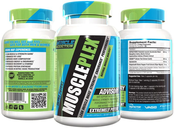 Muscle Plex Muscle Addiction 60 veg caps bottles