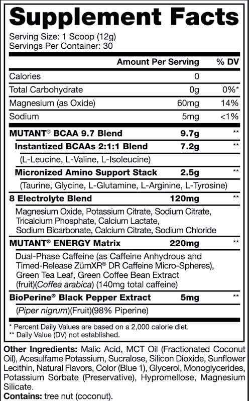 Mutant Nutrition BCAA Mutant BCAA Energy 30 servings