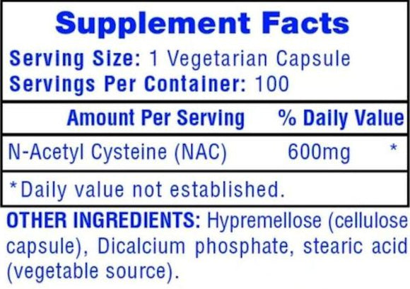 Hi-Tech NAC 600mg 100 Caps fact