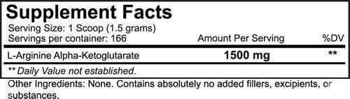 NutraKey Arginine muscle pumps 250 grams 166 servings fact