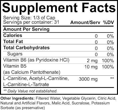 Nutrakey Liquid L-Carnitine 3000 31 servings fact