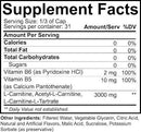 Nutrakey Liquid L-Carnitine 3000 31 servings fact