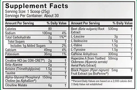 JYM Supplement Science Pre JYM Muscle Pumps fact