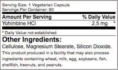 Primaforce Lean Muscle PrimaForce Yohimbine HCl 2.5 mg 90 caps fact