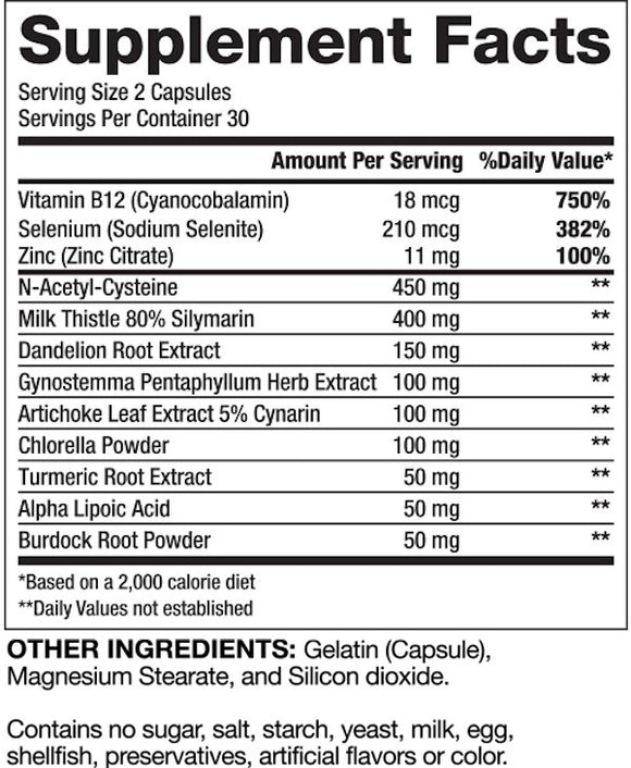 Gaspari Nutrition Proven Liver DTOX Natural Hebal fact