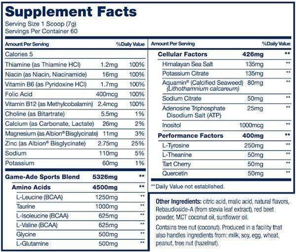 Pure Vita Labs Pre-Workout Tropical Punch Pure Vita Labs Game-Ade 60 servings