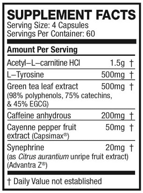 Shred JYM Supplement Science 240 Capsules fact