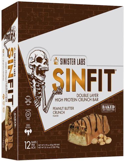 Sinister Labs Protein Bars Peanut Butter Crunch Sinister Labs Sinfit High Protein Bars 12 bar box