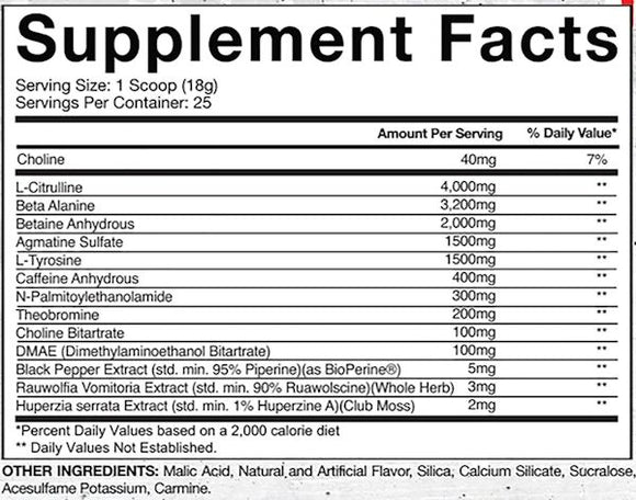 Gaspari Nutrition SuperPump Aggression Pre-Workout fact