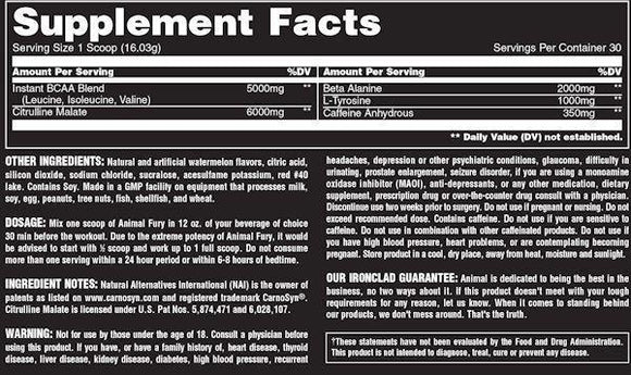 Universal Nutrition BCAA Fruit Punch Universal Nutrition Animal Fury 30 servings