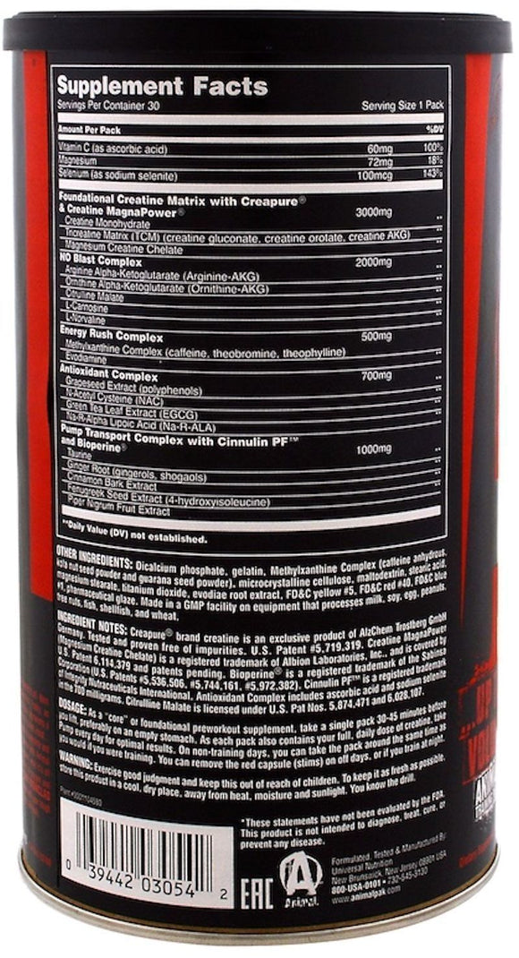 Universal Nutrition Muscle Pumps Universal Nutrition Animal Pump 30 pk