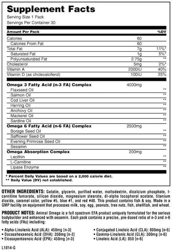 Universal Nutrition Omega 3 Universal Nutrition Animal Omega 30 pack