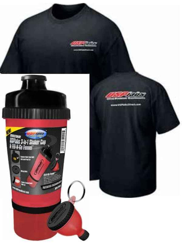 USPlabs Shaker Cup USPlabs 3-In-1 Shaker Plus FREE SHIRT (Discontinue Limited Supply)