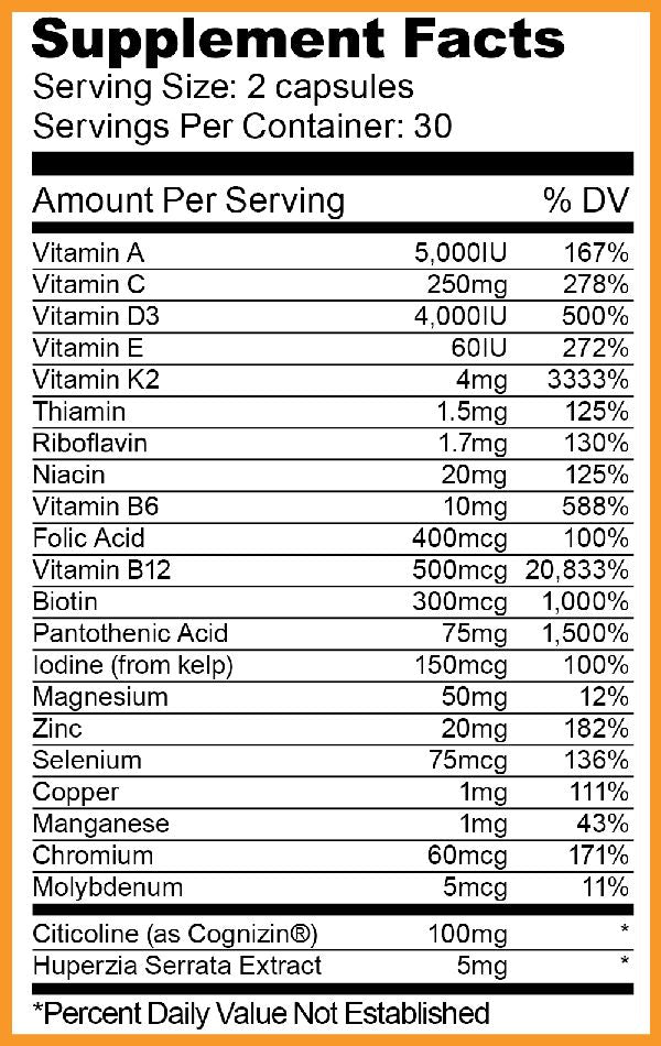 Ryse Supplements VitaFocus Label