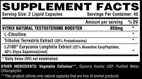 Nutrex Research Vitrix Test Booster 80 Caps fact